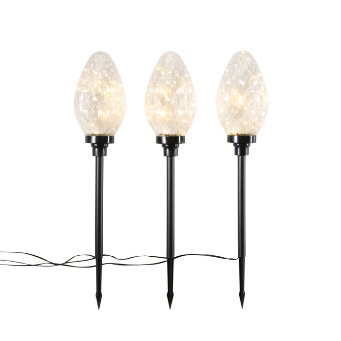 Lanterner 3 x 20 LED varm hvid 3-pk.